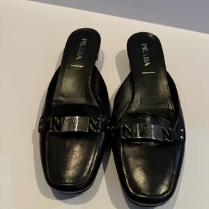 Prada Women's Black Leather Mules